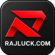 Rajluck Game official logo with red modern icon on black background